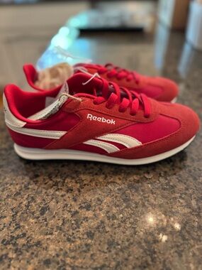Reebok Red and White Women's Classic Sneakers